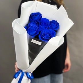 Букет из 5 синих роз Эквадор в Электроуглях