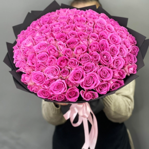 Букет 101 розовой розы Кения (40 см) в Электроуглях
