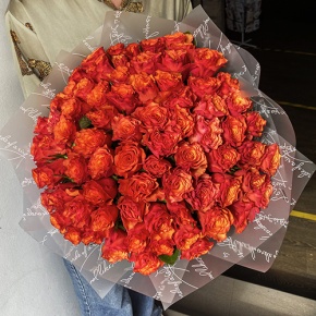 Букет 75 огненных роз (40 см) в Электроуглях