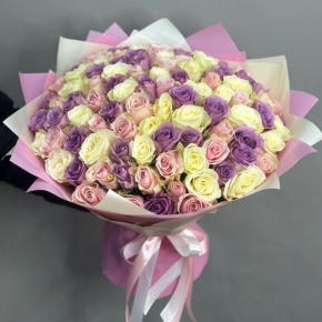 Букет из 101 розы пастельный микс (40 см) в Электроуглях