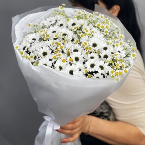 Букет "Понарошку" из хризантем сантини и ромашек в Электроуглях