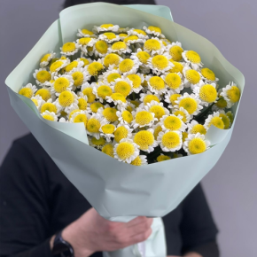 Букет "Моё солнышко" из 17 хризантем сантини  в Электроуглях