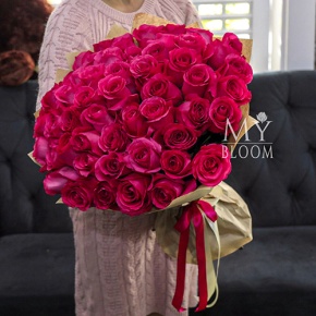 Букет 51 роза Эквадор Пинк Флоид (60 см) в Электроуглях
