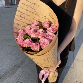 Букет из 15 роз Меритим в крафте (60 см) в Электроуглях