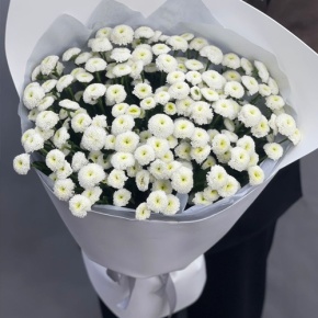 Букет "Белая дымка" из 25 хризантем сантини в Электроуглях