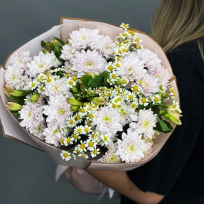 Букет "Сиэтл" из хризантем, альстромерий и ромашек в Электроуглях