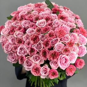 Нежный букет из 101 розы Риджентс парк и Аваланж микс  (70 см) в Электроуглях