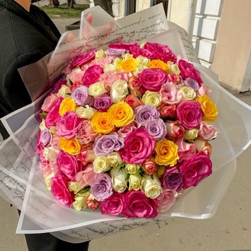 Букет "Bubble gum" из 101 розы микс (50 см) в Электроуглях